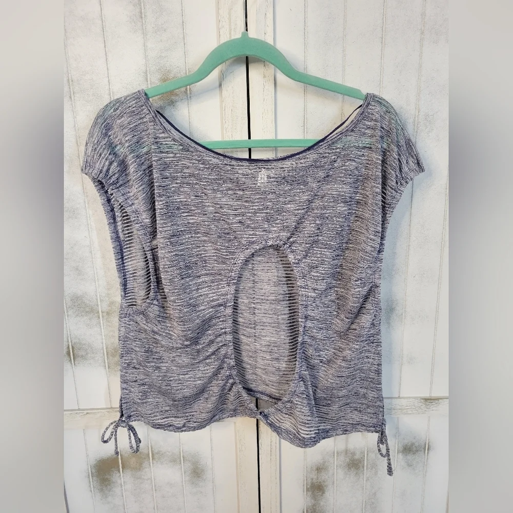Nwot Free People Tied and True Open Back Top Blue - Picture 6 of 6